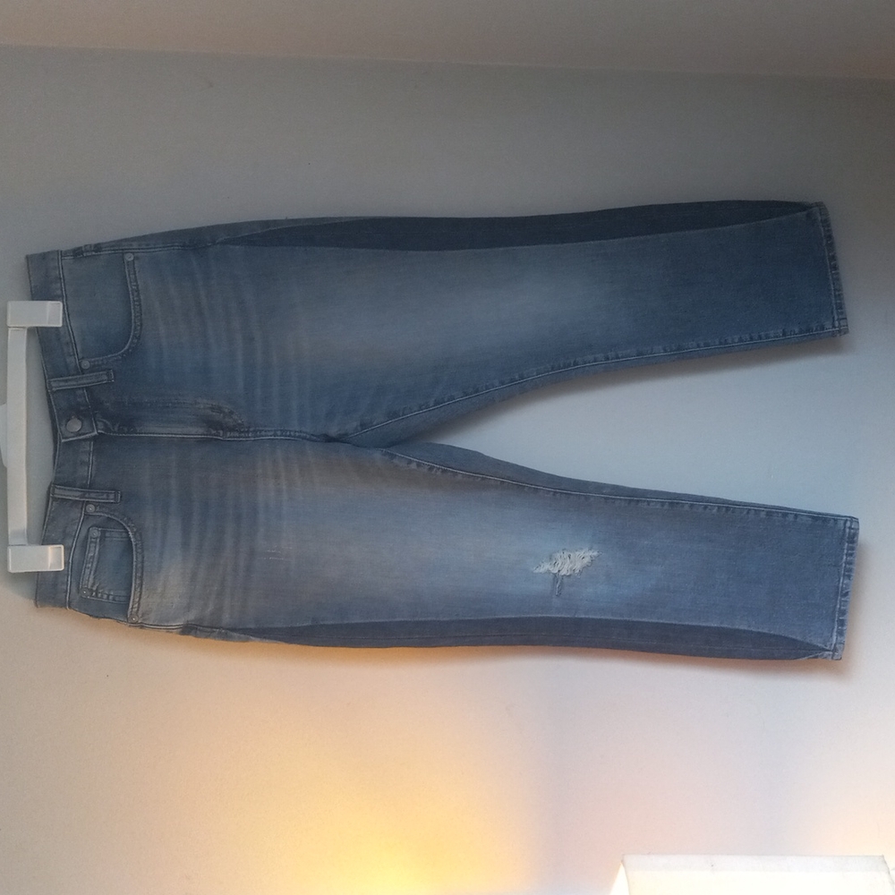 Madewell High Rise Slim BoyJean In Two Tone, Slightly Distressed